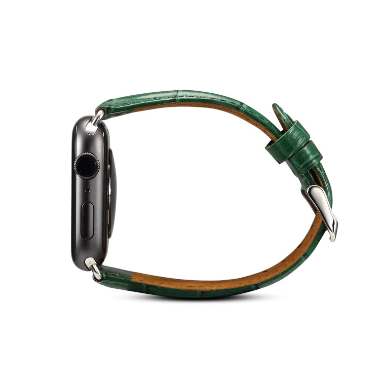 Frendorf | Denior Krokodil Grain Uhr Cowhide Leder Uhr Band für Apple Watch Series 7 41mm / 6 & SE & 5 & 4 40mm / 3 & 2 & 1 38mm (Grün)