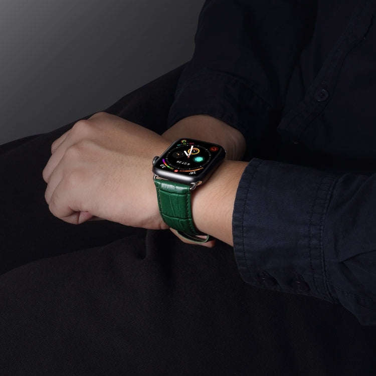 Frendorf | Denior Krokodil Grain Uhr Cowhide Leder Uhr Band für Apple Watch Series 7 41mm / 6 & SE & 5 & 4 40mm / 3 & 2 & 1 38mm (Grün)
