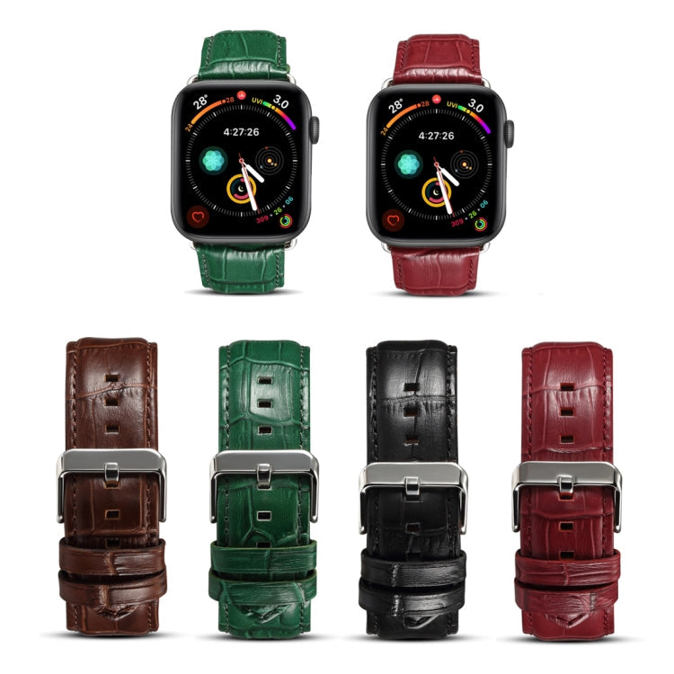 Frendorf | Denior Krokodil Grain Uhr Cowhide Leder Uhr Band für Apple Watch Series 7 41mm / 6 & SE & 5 & 4 40mm / 3 & 2 & 1 38mm (Grün)