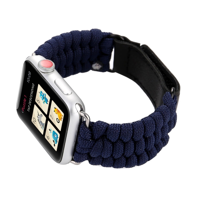 Frerndorf | Magic Paste Echtes Leder Regenschirm Seil Nylon Armbanduhr Band mit und Edelstahl Schnalle für Apple Watch Serie 10 42mm / 9&8&7 41mm / SE 3&SE 2&6&SE&5&4 40mm / 3&2&1 38mm(Dunkelblau)
