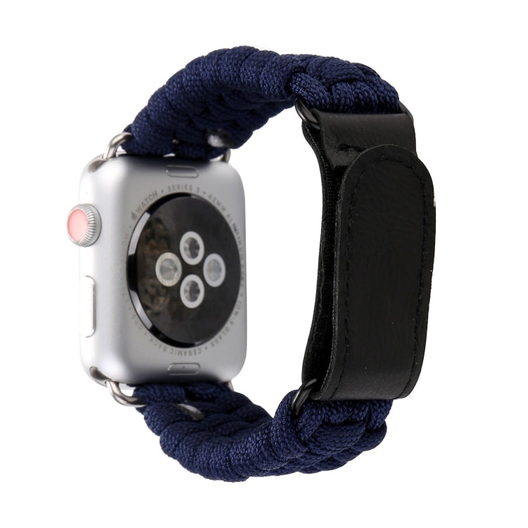 Frerndorf | Magic Paste Echtes Leder Regenschirm Seil Nylon Armbanduhr Band mit und Edelstahl Schnalle für Apple Watch Serie 10 42mm / 9&8&7 41mm / SE 3&SE 2&6&SE&5&4 40mm / 3&2&1 38mm(Dunkelblau)