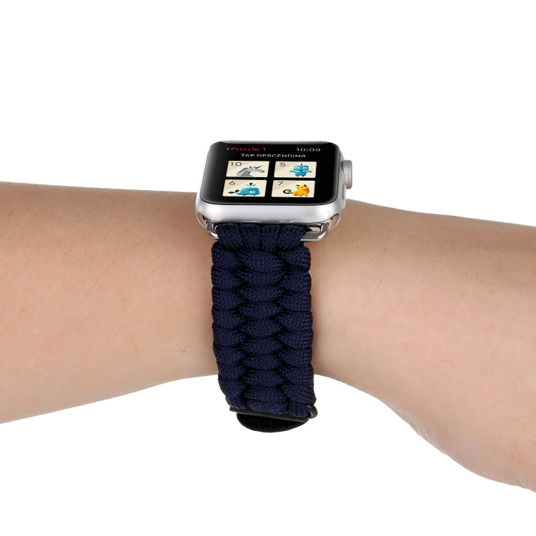 Frerndorf | Magic Paste Echtes Leder Regenschirm Seil Nylon Armbanduhr Band mit und Edelstahl Schnalle für Apple Watch Serie 10 42mm / 9&8&7 41mm / SE 3&SE 2&6&SE&5&4 40mm / 3&2&1 38mm(Dunkelblau)