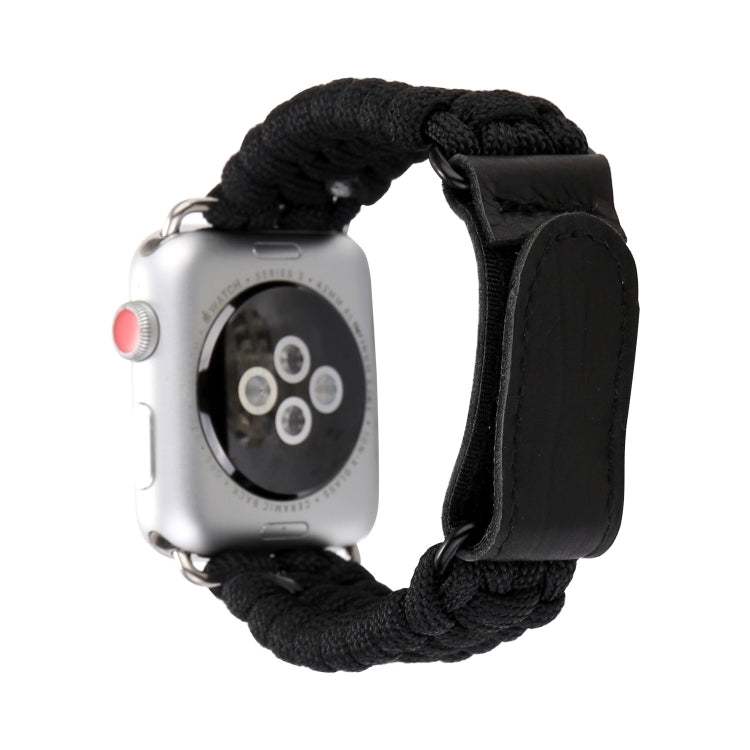 Frerndorf | Magic Paste Echtes Leder Regenschirm Seil Nylon Handgelenk Uhrband mit Edelstahl Schnalle für Apple Watch Ultra 49mm&Watch Ultra 2 49mm / Series 10 46mm / 9&8&7 45mm / SE 3&SE 2&6&SE&5&4 44mm / 3&2&1 42mm (Schwarz)
