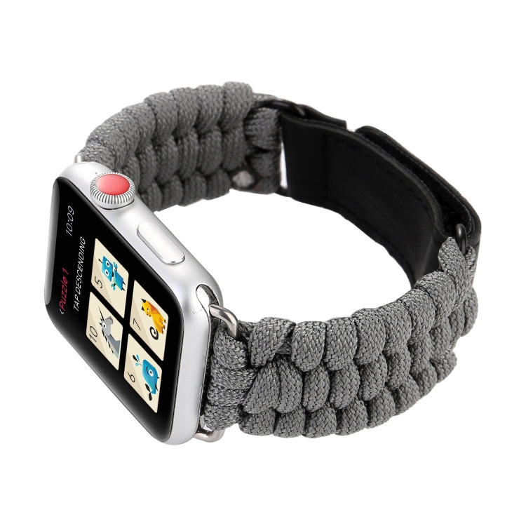 Frerndorf | Magic Paste Echtes Leder Regenschirm Seil Nylon Handgelenk Uhr Band mit Edelstahl Schnalle für Apple Watch Ultra 49mm&Watch Ultra 2 49mm / Series 10 46mm / 9&8&7 45mm / SE 3&SE 2&6&SE&5&4 44mm / 3&2&1 42mm(Grau)