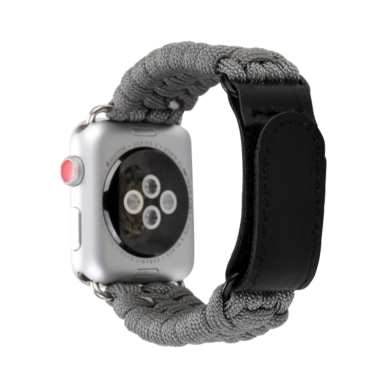 Frerndorf | Magic Paste Echtes Leder Regenschirm Seil Nylon Handgelenk Uhr Band mit Edelstahl Schnalle für Apple Watch Ultra 49mm&Watch Ultra 2 49mm / Series 10 46mm / 9&8&7 45mm / SE 3&SE 2&6&SE&5&4 44mm / 3&2&1 42mm(Grau)