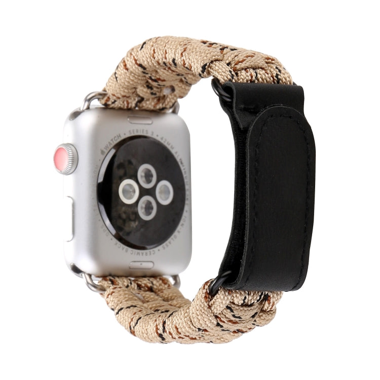 Frerndorf | Magic Paste Echtes Leder Regenschirm Seil Nylon Handgelenk Uhr Band mit Edelstahl Schnalle für Apple Watch Ultra 49mm&Watch Ultra 2 49mm / Series 10 46mm / 9&8&7 45mm / SE 3&SE 2&6&SE&5&4 44mm / 3&2&1 42mm(Gold)
