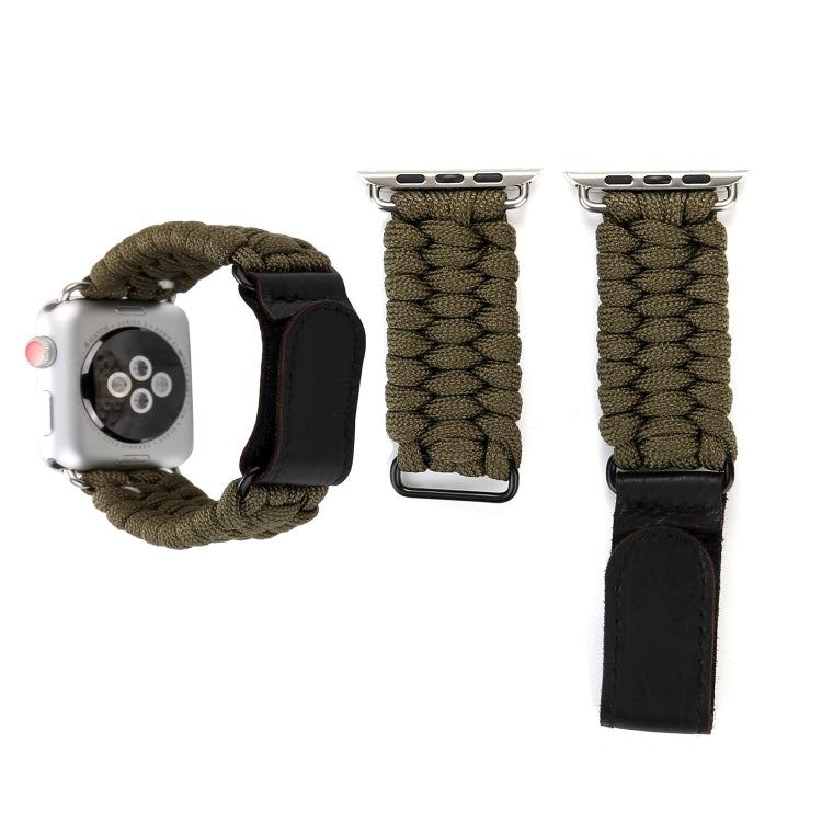 Frerndorf | Magic Paste Echtes Leder Regenschirm Seil Nylon Armbanduhr Band mit Edelstahlschnalle für Apple Watch Ultra 49mm&Watch Ultra 2 49mm / Series 10 46mm / 9&8&7 45mm / SE 3&SE 2&6&SE&5&4 44mm / 3&2&1 42mm(Braun)