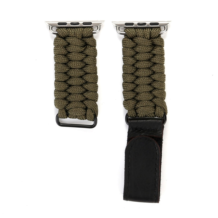 Frerndorf | Magic Paste Echtes Leder Regenschirm Seil Nylon Armbanduhr Band mit Edelstahlschnalle für Apple Watch Ultra 49mm&Watch Ultra 2 49mm / Series 10 46mm / 9&8&7 45mm / SE 3&SE 2&6&SE&5&4 44mm / 3&2&1 42mm(Braun)
