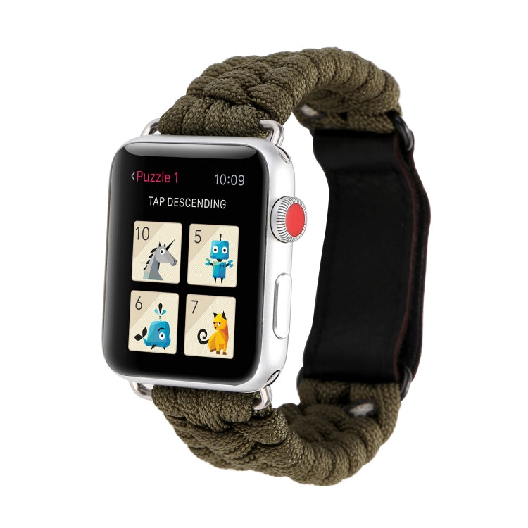 Frerndorf | Magic Paste Echtes Leder Regenschirm Seil Nylon Armbanduhr Band mit Edelstahlschnalle für Apple Watch Ultra 49mm&Watch Ultra 2 49mm / Series 10 46mm / 9&8&7 45mm / SE 3&SE 2&6&SE&5&4 44mm / 3&2&1 42mm(Braun)