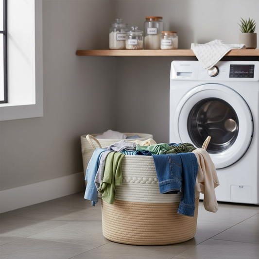 Frendorf | Beige und Weiße Aufbewahrungskorb | Moderner Home Organizer