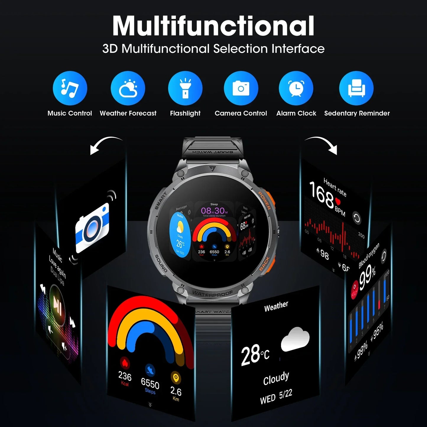 Frendorf | Neue 1,85'' große HD-Bildschirm Sport Fitness Tracker Smart Watch für Android IOS