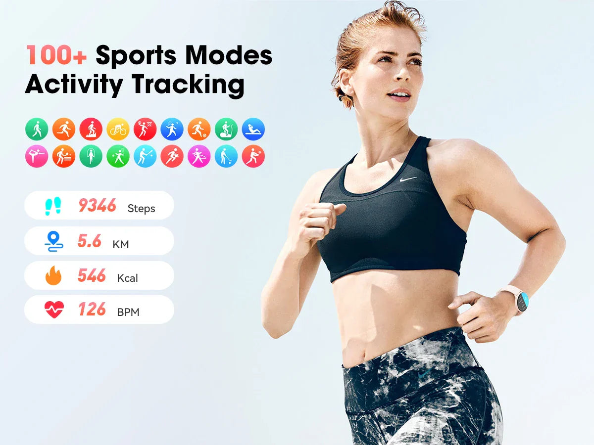 Frendorf | Neue 1,39'' Slim Touchscreen IP67 Wasserdichter Fitness Tracker Sport Smartwatch für Frauen