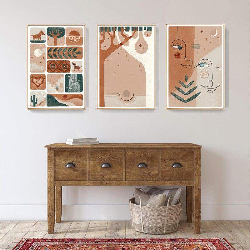 Frendorf | Abstrakte Boho Wüstenpflanzen Leinwand Wandkunst
