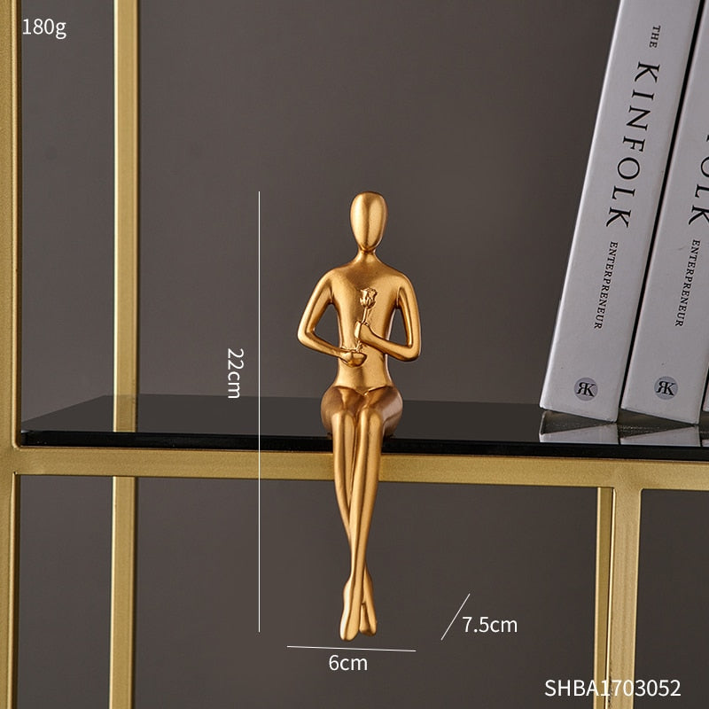 Abstrakte goldene Skulpturen & Figuren für das Interieur Harzfigur Statue moderne Wohnkultur Schreibtischaccessoires nordische Raumdekoration