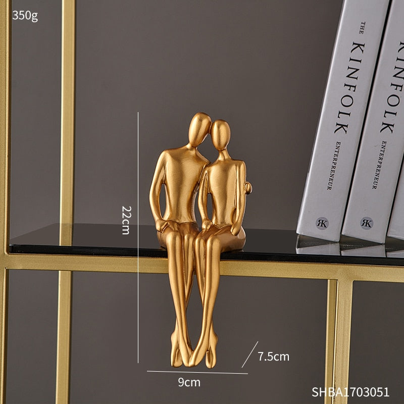 Abstrakte goldene Skulpturen & Figuren für das Interieur Harzfigur Statue moderne Wohnkultur Schreibtischaccessoires nordische Raumdekoration
