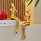 Abstrakte goldene Skulpturen & Figuren für das Interieur Harzfigur Statue moderne Wohnkultur Schreibtischaccessoires nordische Raumdekoration
