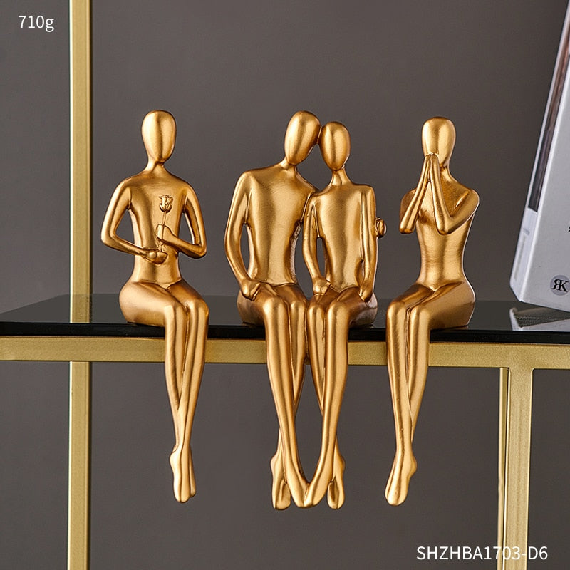 Abstrakte goldene Skulpturen & Figuren für das Interieur Harzfigur Statue moderne Wohnkultur Schreibtischaccessoires nordische Raumdekoration