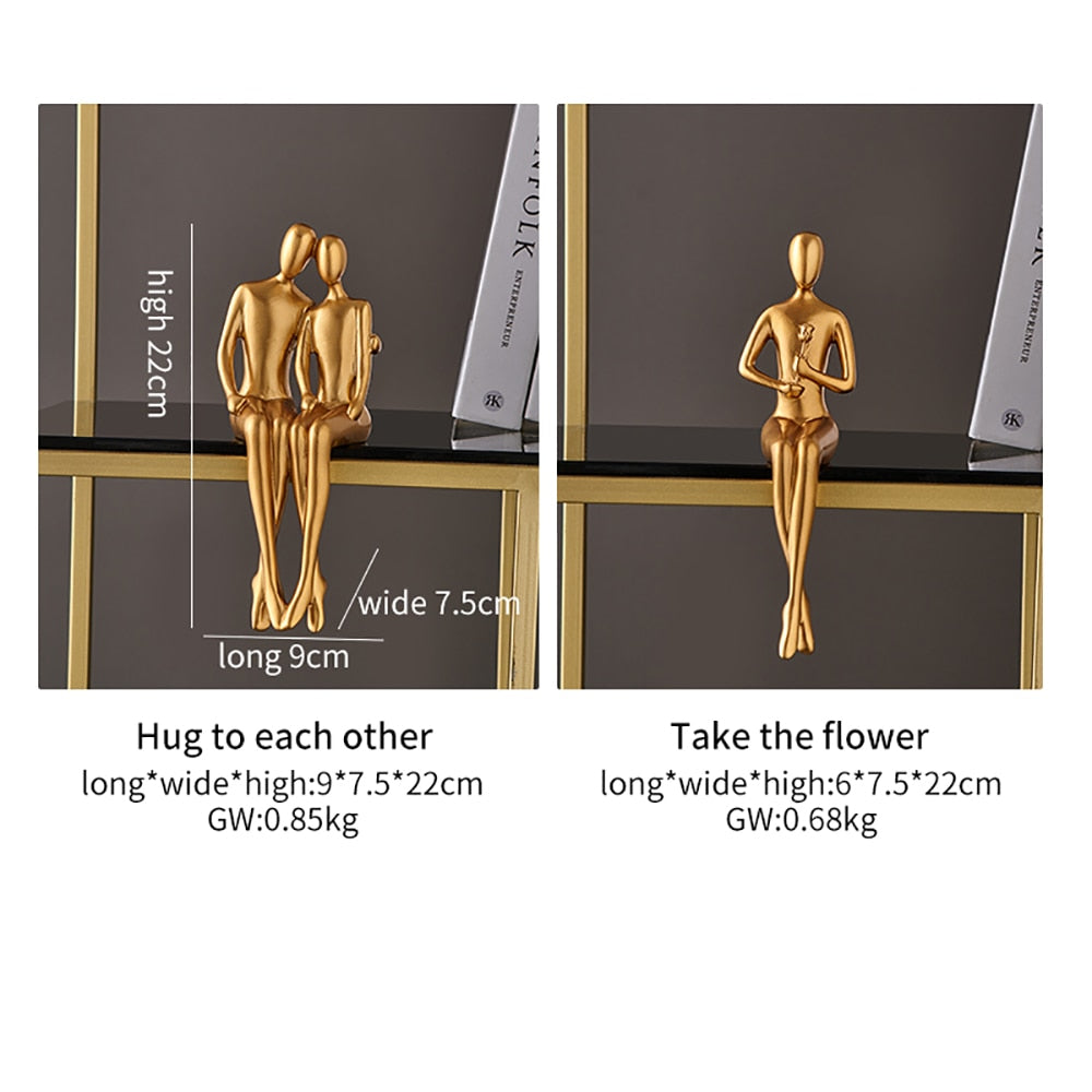 Abstrakte goldene Skulpturen & Figuren für das Interieur Harzfigur Statue moderne Wohnkultur Schreibtischaccessoires nordische Raumdekoration