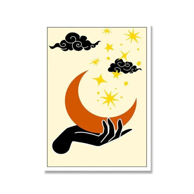 Frendorf | Abstrakte mystische Sonne und Mond Wandkunst Leinwand