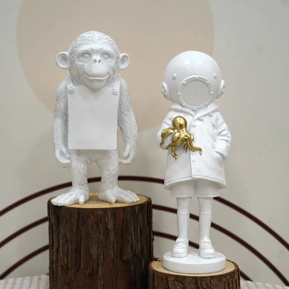 Frendorf | Artify Banksy Skulpturensammlung | Blume Werfer & Ballon Mädchen | Pop Art Figuren | Moderne Büro- & Heimdekoration