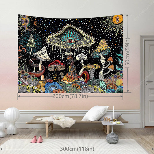 Hippie Pilz Wandteppich Augen Wandteppich Trippy Meer Wandteppich Pfau Bohemian Wandteppich Abstrakt Ozean Wandteppich Wandhänger