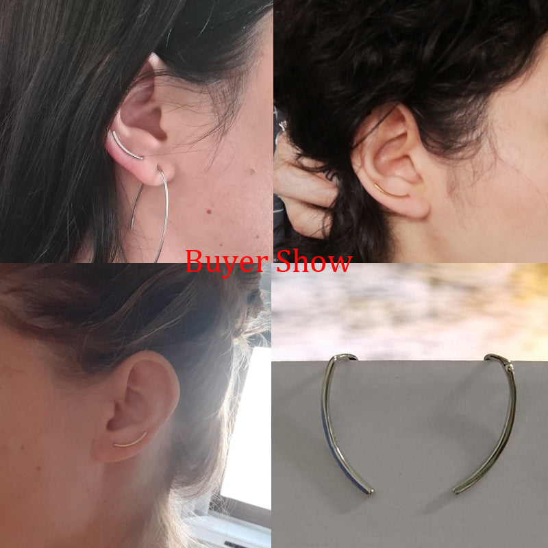 Frendorf | Glatte Linie | Sterling Silber Ohrringe für Frauen Glatte lange Linie
