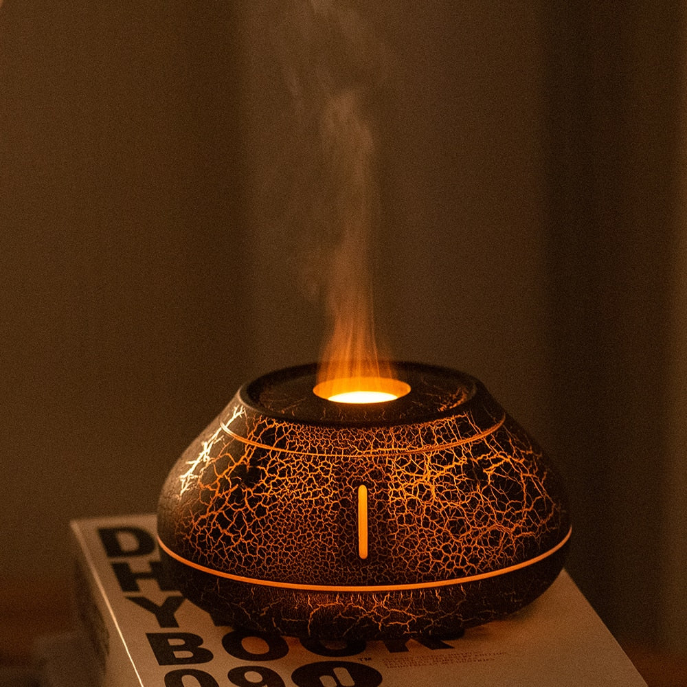 Luftbefeuchter Riss Vulkanflamme ätherisches Öl Diffusor Ultraschall Kühlnebel Maker Led ätherisches Öl Lampe Luft Diffusor