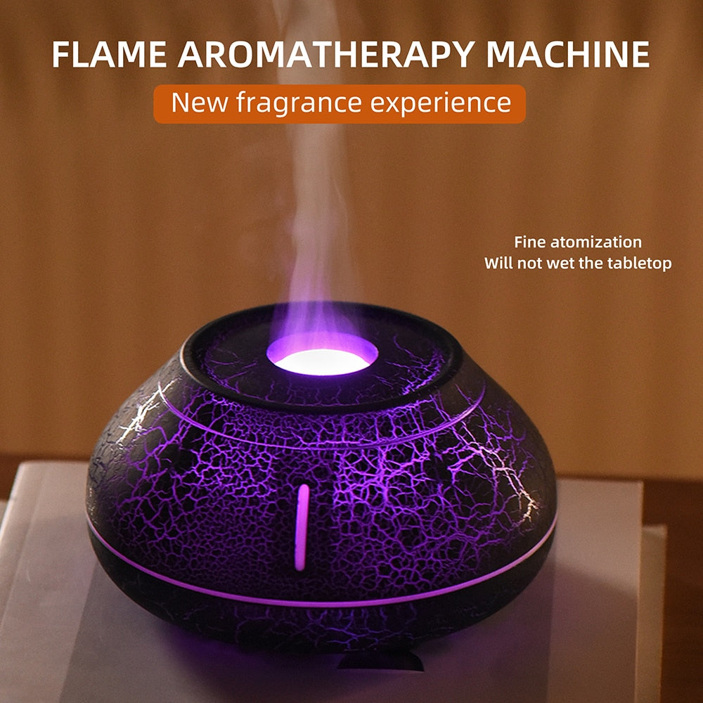 Luftbefeuchter Riss Vulkanflamme ätherisches Öl Diffusor Ultraschall Kühlnebel Maker Led ätherisches Öl Lampe Luft Diffusor