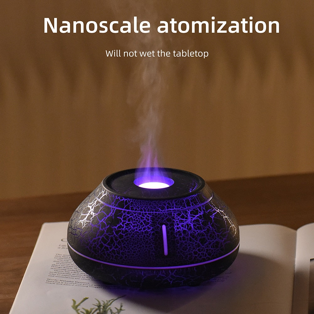 Luftbefeuchter Riss Vulkanflamme ätherisches Öl Diffusor Ultraschall Kühlnebel Maker Led ätherisches Öl Lampe Luft Diffusor