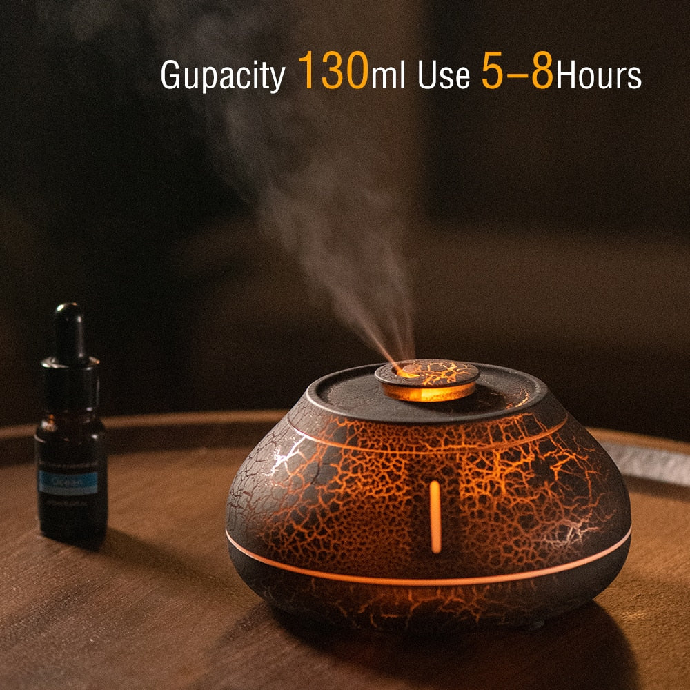 Luftbefeuchter Riss Vulkanflamme ätherisches Öl Diffusor Ultraschall Kühlnebel Maker Led ätherisches Öl Lampe Luft Diffusor