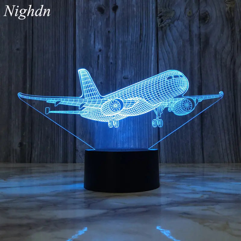 Flugzeug Nachtlicht, 3D Illusion LED Touch Lampe für Kinder, Nachttisch Weihnachtsgeschenk