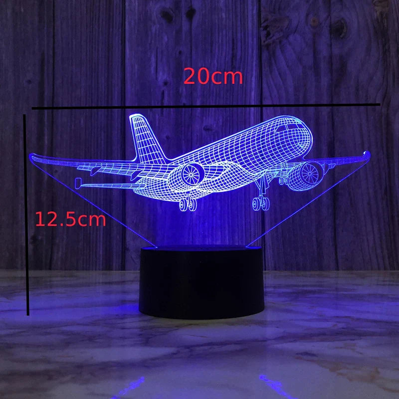 Flugzeug Nachtlicht, 3D Illusion LED Touch Lampe für Kinder, Nachttisch Weihnachtsgeschenk