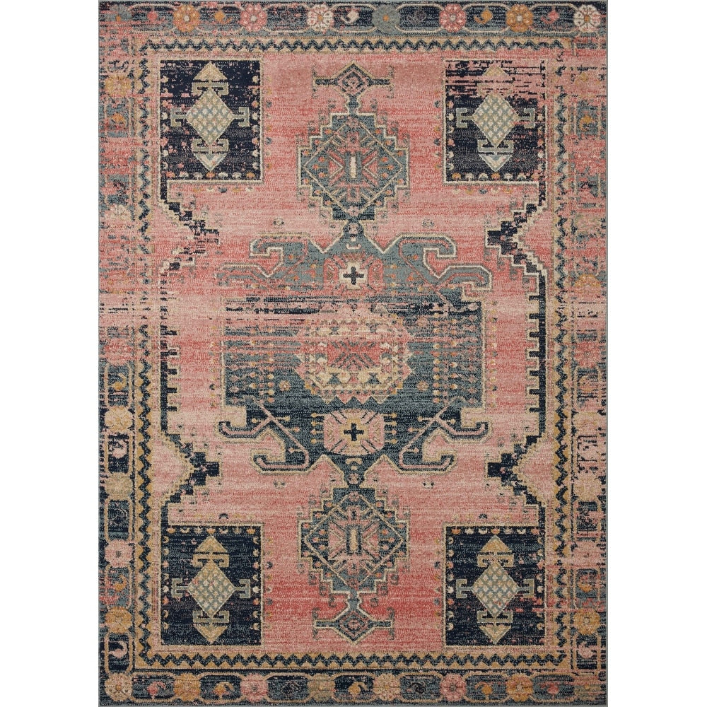 Luxe Rose Antik Abgenutzter Teppich