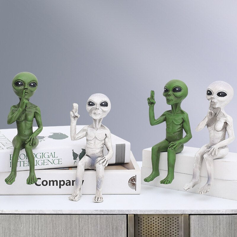 Alien Statue Outdoor Space Alien Ornament Garten Harz Statue Figur Figur Home Dekoration Garten Hof Dekoration Miniaturen