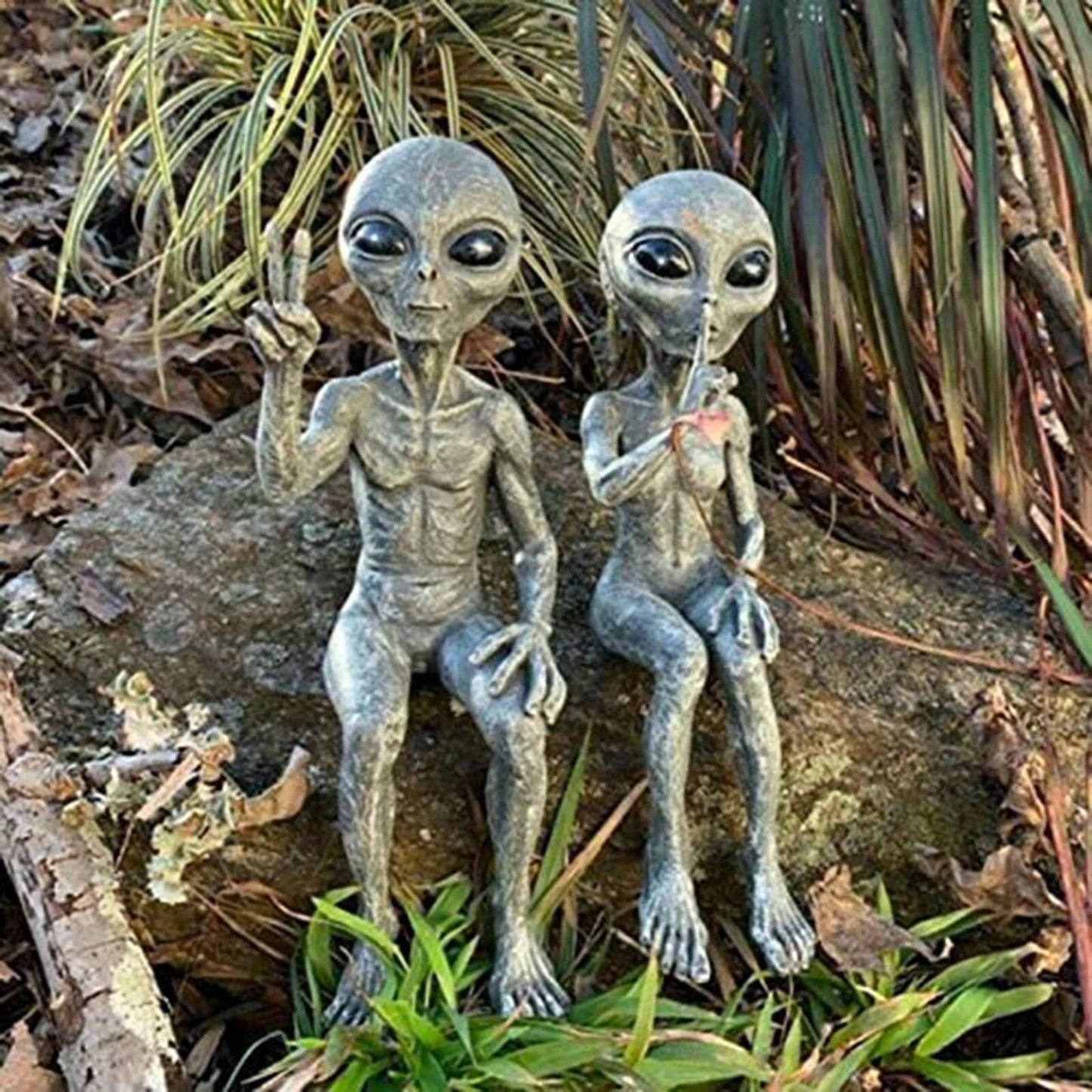 Alien Statue Outdoor Space Alien Ornament Garten Harz Statue Figur Figur Home Dekoration Garten Hof Dekoration Miniaturen