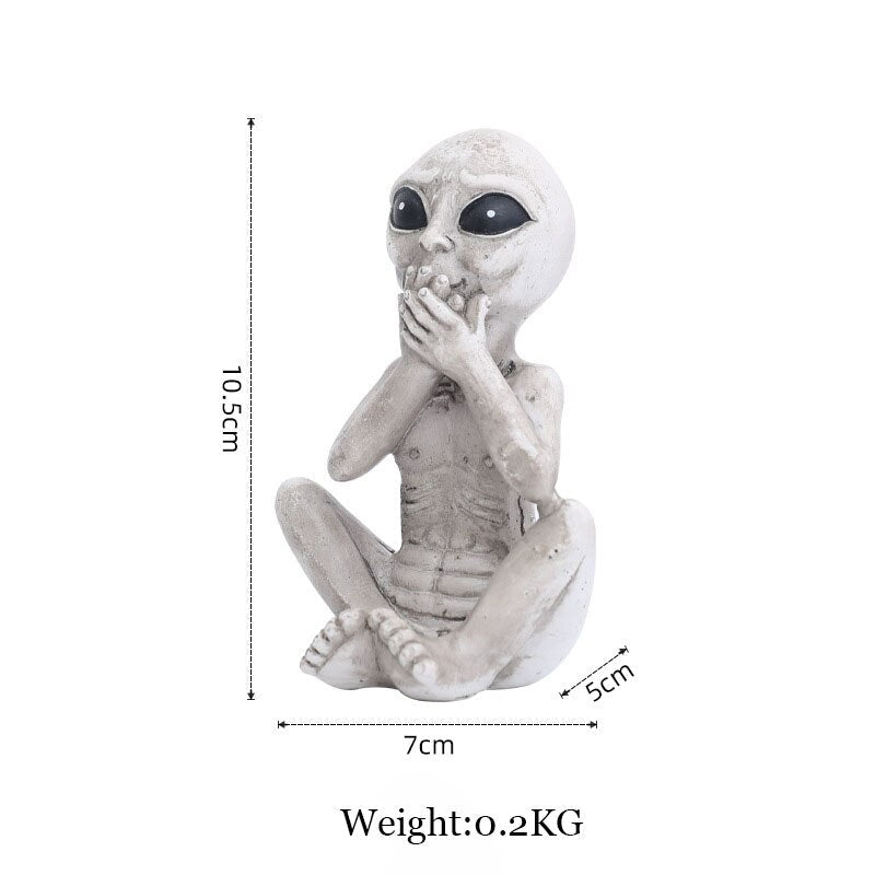 Alien Statue Outdoor Space Alien Ornament Garten Harz Statue Figur Figur Home Dekoration Garten Hof Dekoration Miniaturen