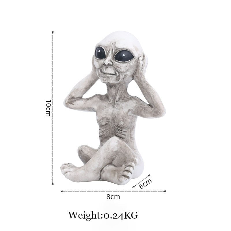 Alien Statue Outdoor Space Alien Ornament Garten Harz Statue Figur Figur Home Dekoration Garten Hof Dekoration Miniaturen