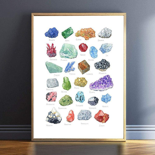 Frendorf | Alphabetische Kristall-Gemstein Wandkunst Leinwand