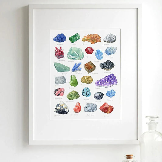 Frendorf | Alphabetische Kristall-Gemstein Wandkunst Leinwand