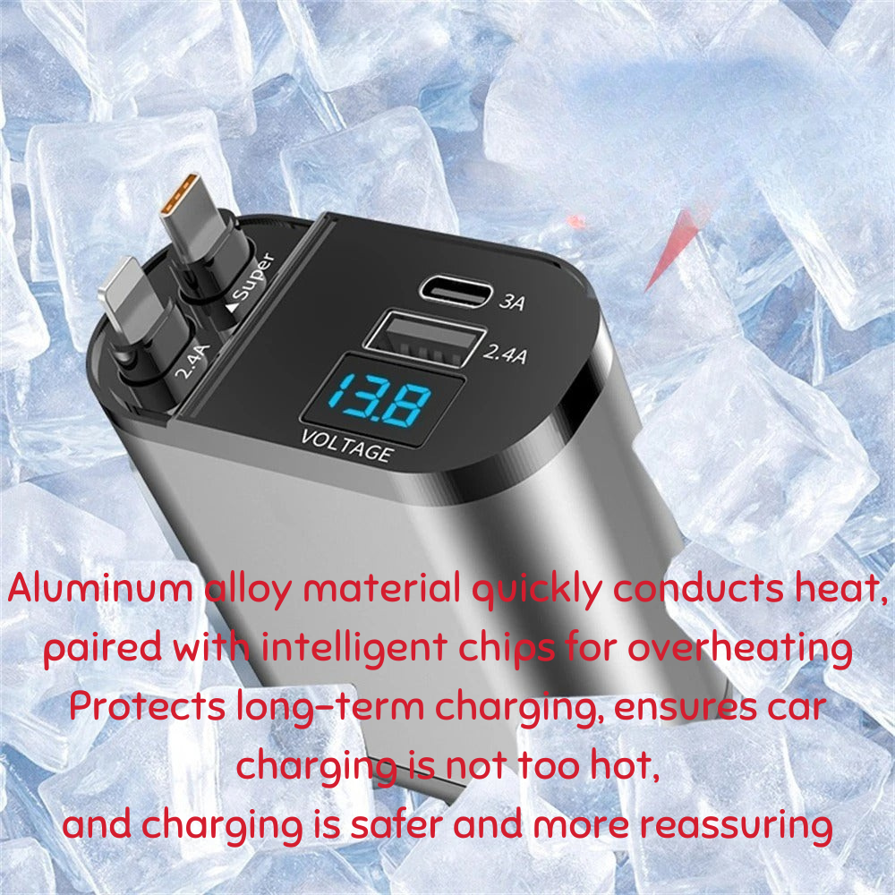 Frendorf |  FastCharge - Schnelles Autoladegerät mit zwei intelligenten USB-Anschlüssen 4-in-1