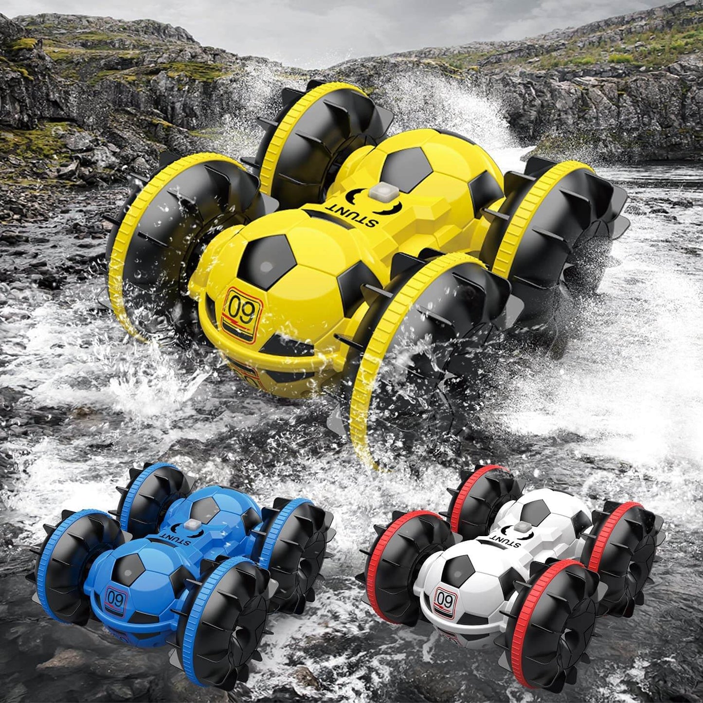 Frendorf | Amphibisches ferngesteuertes Auto, All-Terrain-Fußball, ferngesteuertes Boot, Poolspielzeug, Geschenk für Jungen und Mädchen