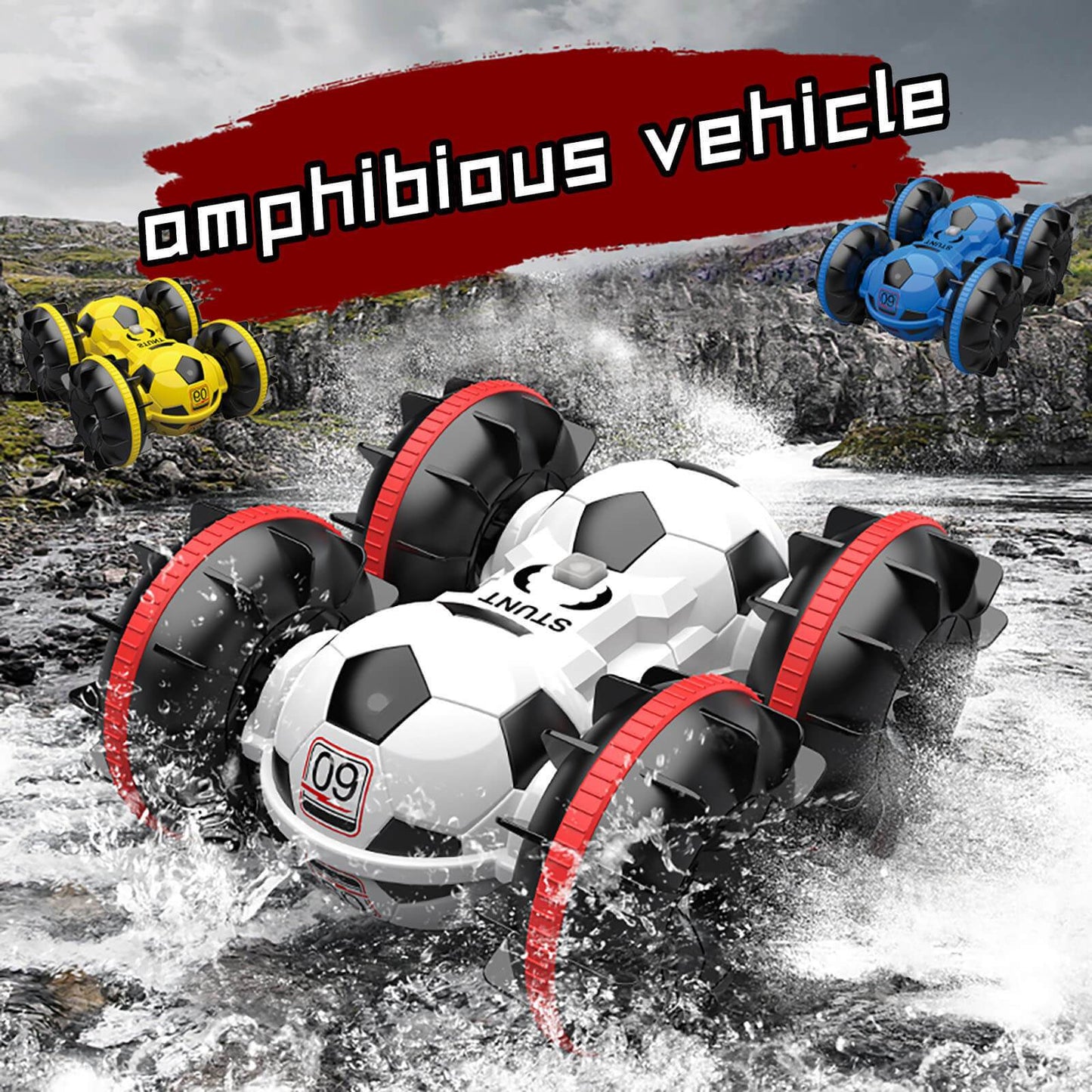 Frendorf | Amphibisches ferngesteuertes Auto, All-Terrain-Fußball, ferngesteuertes Boot, Poolspielzeug, Geschenk für Jungen und Mädchen