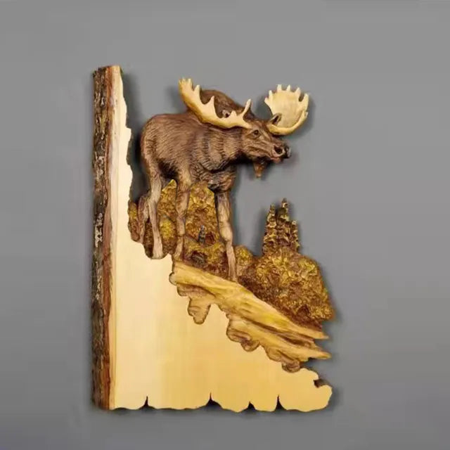 Frendorf | WildCraft - Wandkunst mit geschnitzten Tieren aus Holz für Rustikale Wohnkultur