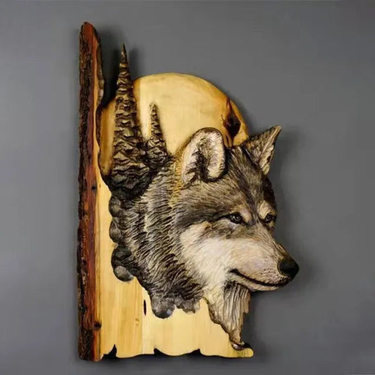 Frendorf | WildCraft - Wandkunst mit geschnitzten Tieren aus Holz für Rustikale Wohnkultur