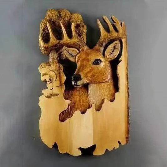 Frendorf | WildCraft - Wandkunst mit geschnitzten Tieren aus Holz für Rustikale Wohnkultur