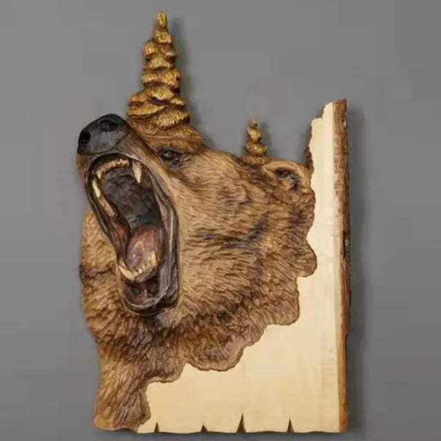 Frendorf | WildCraft - Wandkunst mit geschnitzten Tieren aus Holz für Rustikale Wohnkultur