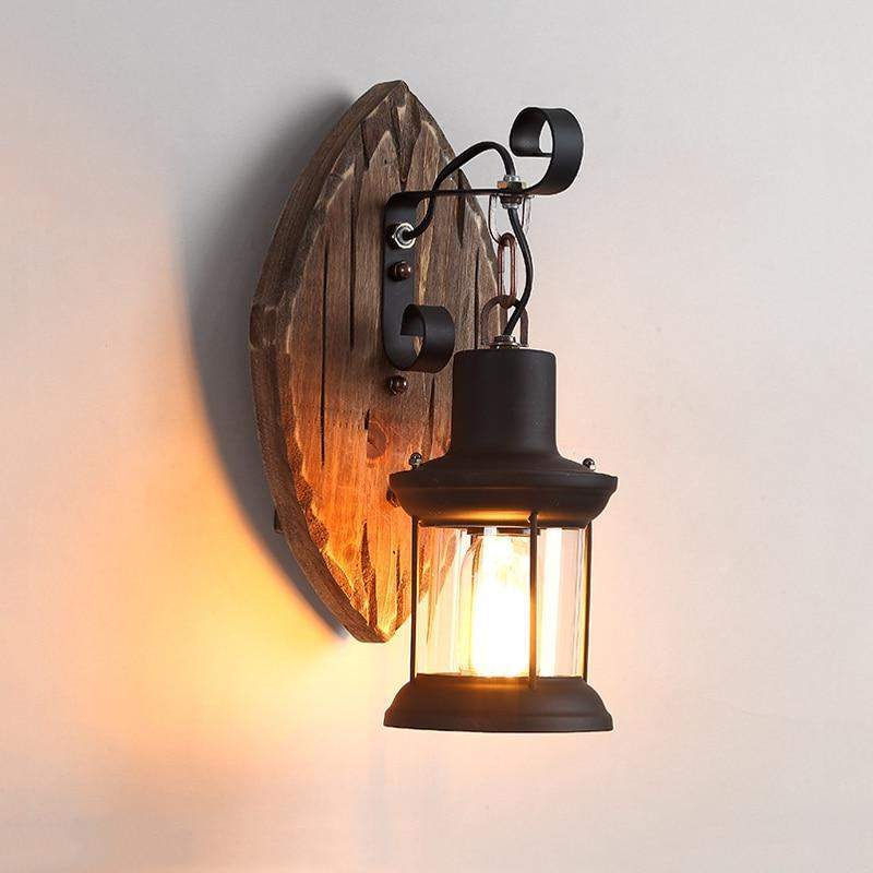 Frendorf | Antike Holz Landhaus Stil Wandlampe
