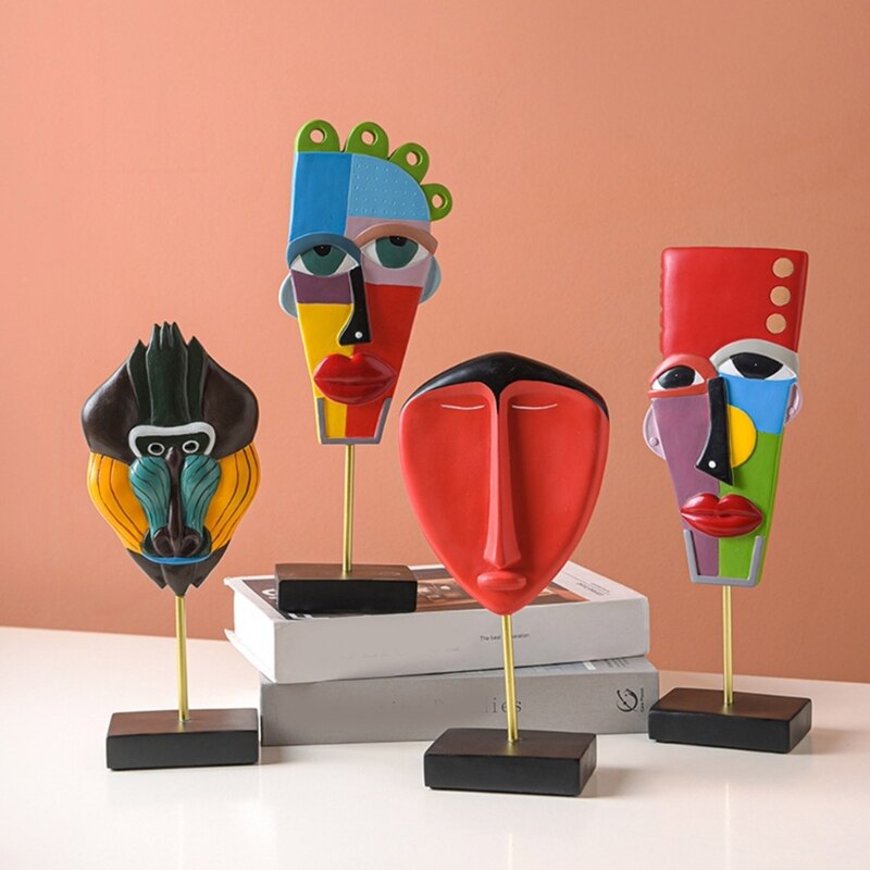 Kunsthandwerk Gesicht Statue Modell Figur Skulptur Zuhause Wohnzimmer Kunst Ornamente