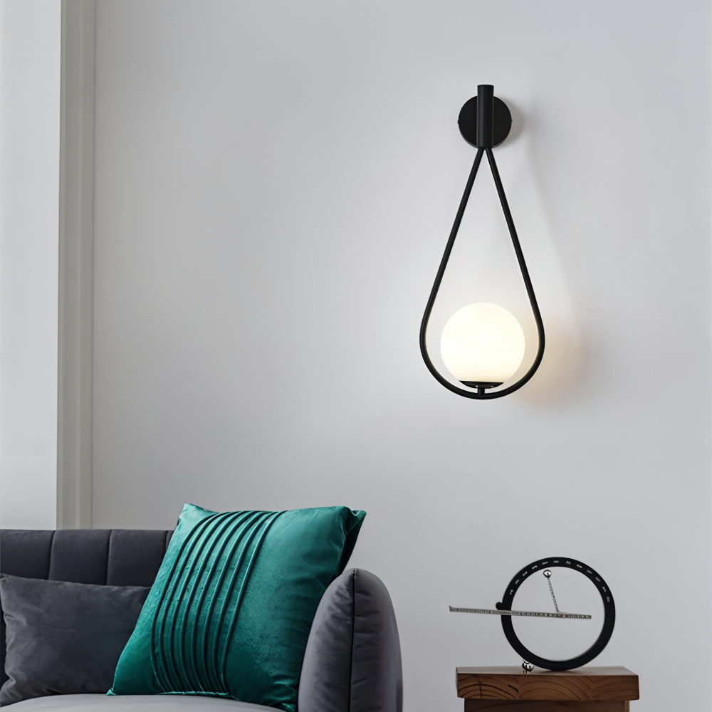Frendorf | ArtLoop Wandleuchte - Teardrop Frosted Glass Wandlampe - Sphere Wandlampe Design - Artistic Wandleuchten LED