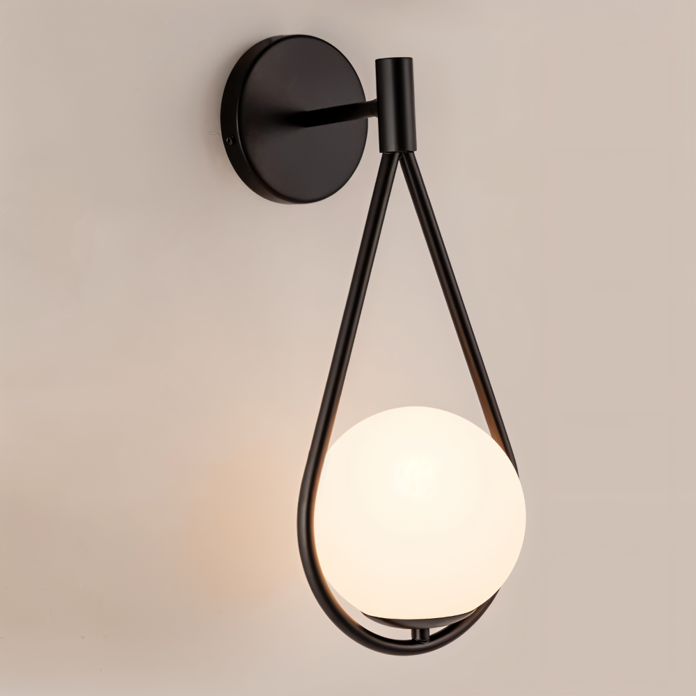 Frendorf | ArtLoop Wandleuchte - Teardrop Frosted Glass Wandlampe - Sphere Wandlampe Design - Artistic Wandleuchten LED